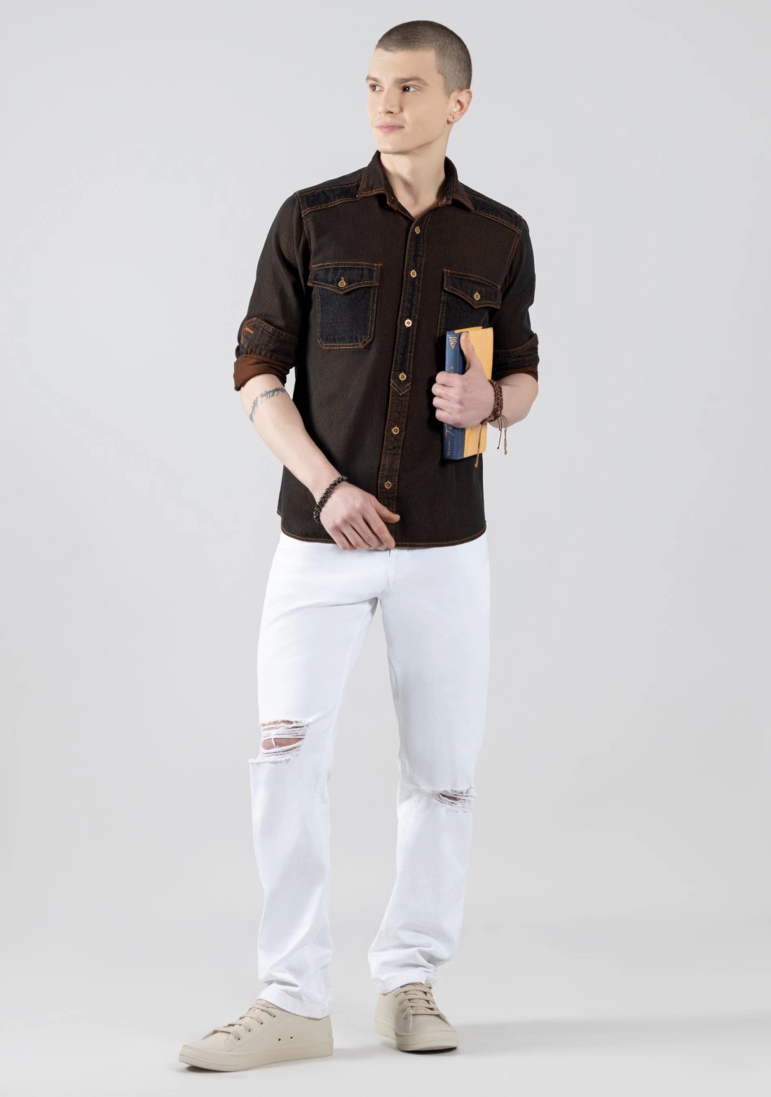 Hickory Brown Regular Fit Men's Denim Shirt