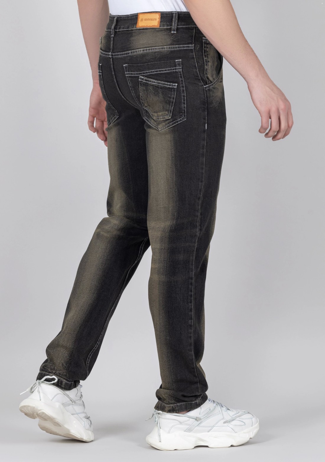 Yellowish Black Relaxed Straight Fit Men's Jeans