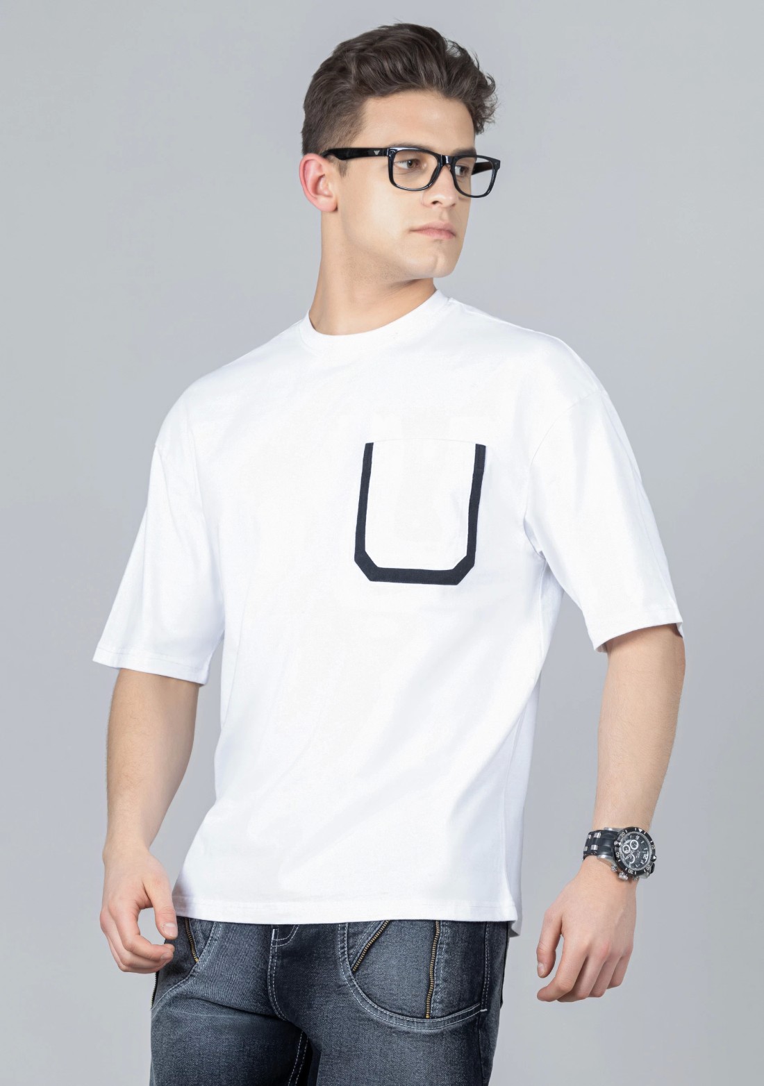 White Regular Fit Men s Drop Shoulder T shirt Buy Online at Best Price Mehar