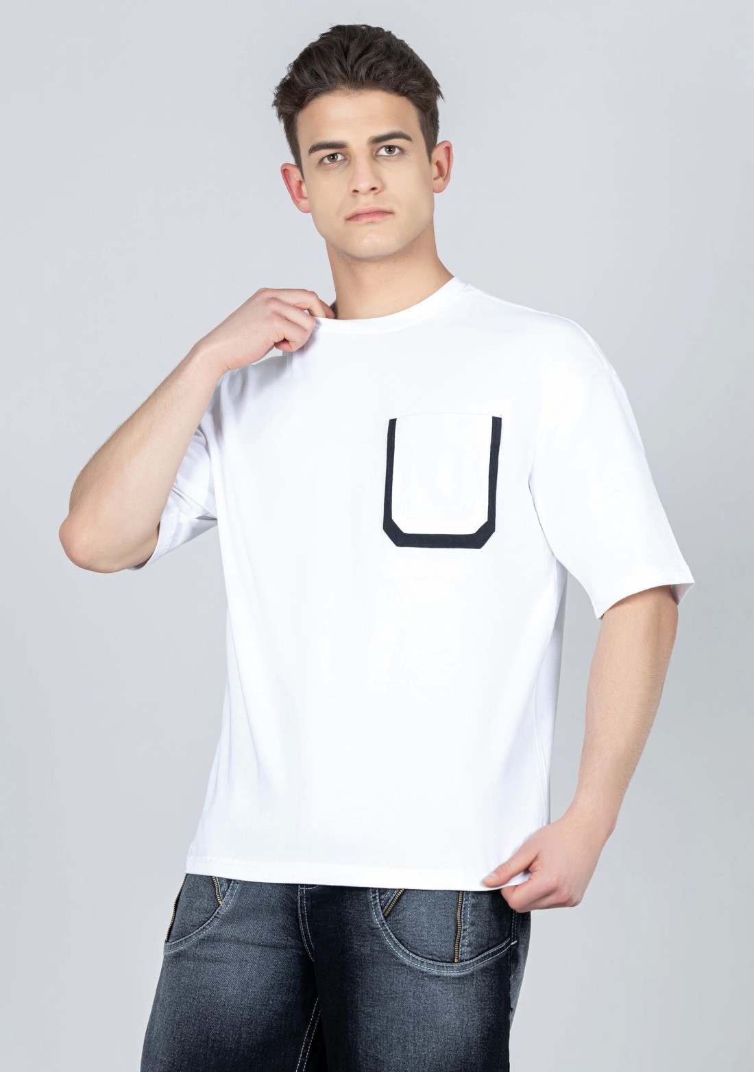 White Regular Fit Men's Drop Shoulder T-shirt