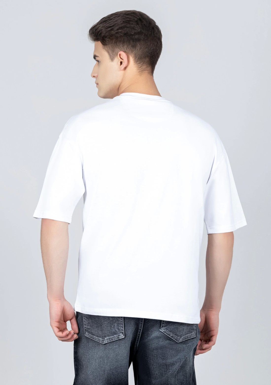 White Regular Fit Men s Drop Shoulder T shirt Buy Online at Best Price Mehar