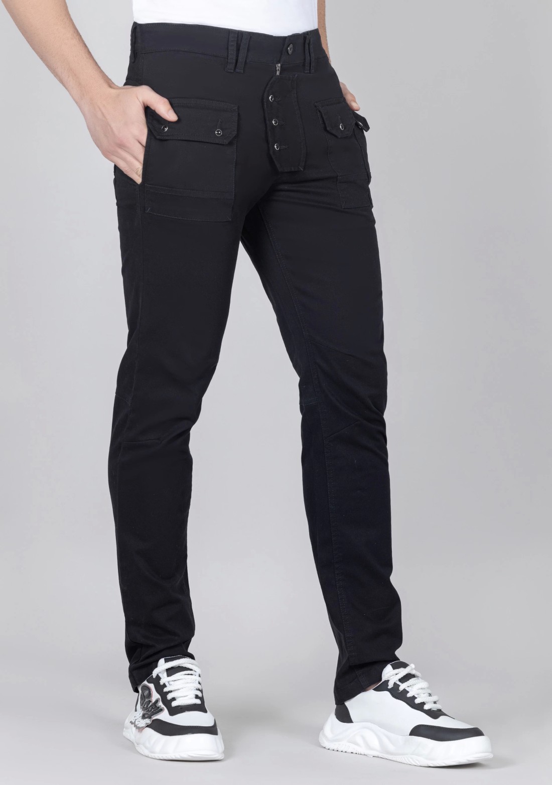 Black Slim Fit Men's Fashion Trousers