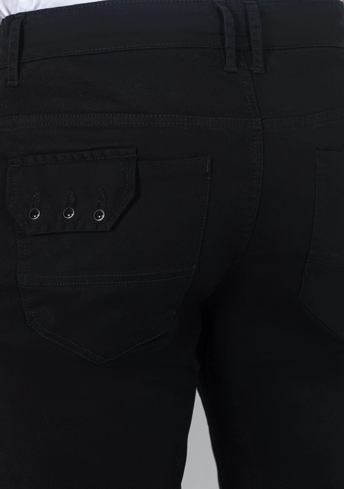 Black Slim Fit Men's Fashion Trousers