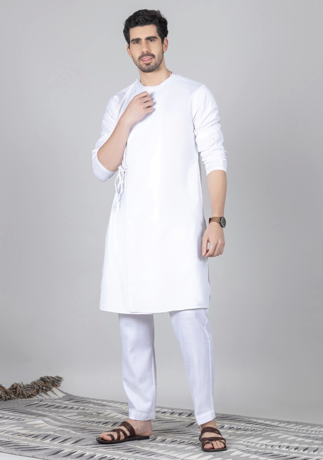 White Cotton Silk Men's Kurta