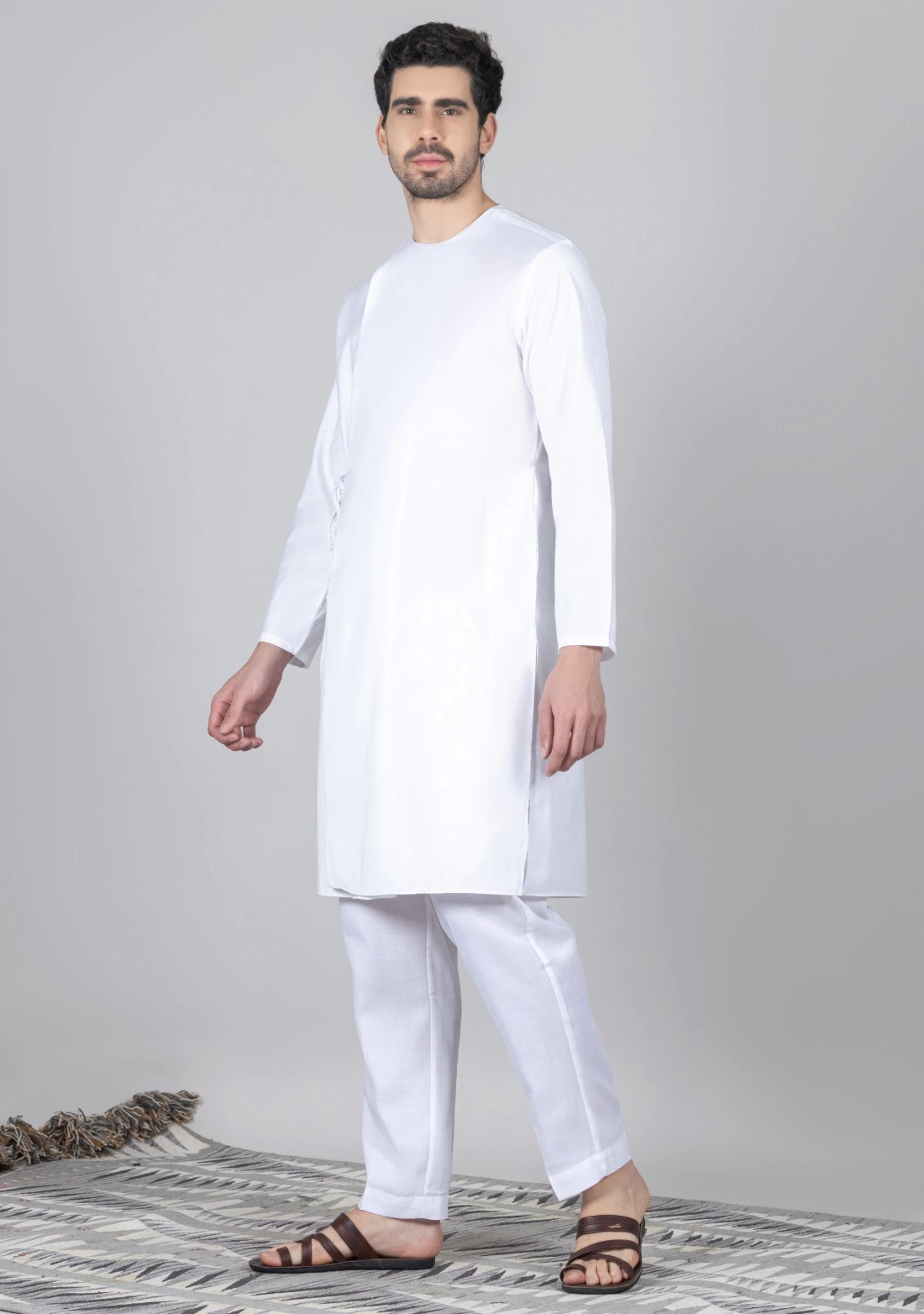 White Cotton Silk Men's Kurta