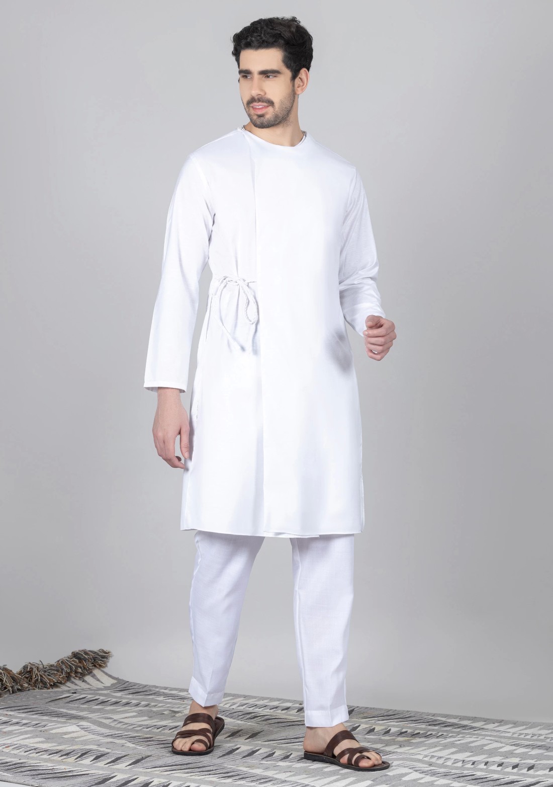 White Cotton Silk Men's Kurta