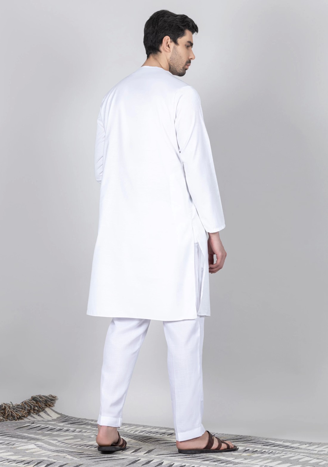 White Cotton Silk Men's Kurta