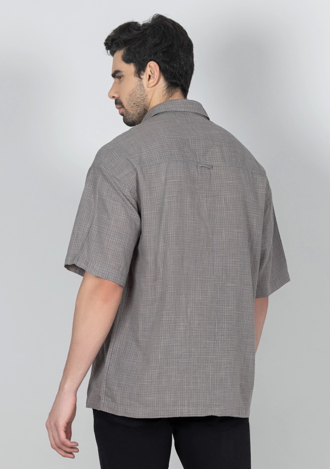 Light Grey Oversize Drop Shoulder Men's Cotton Shirt