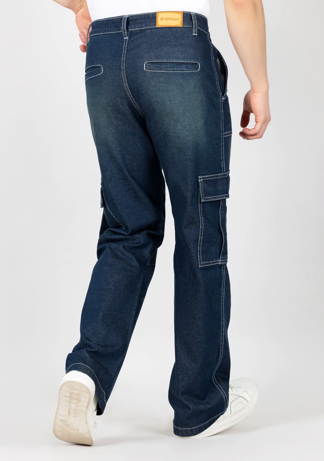 Blue Wide Leg Utility Men's Jeans