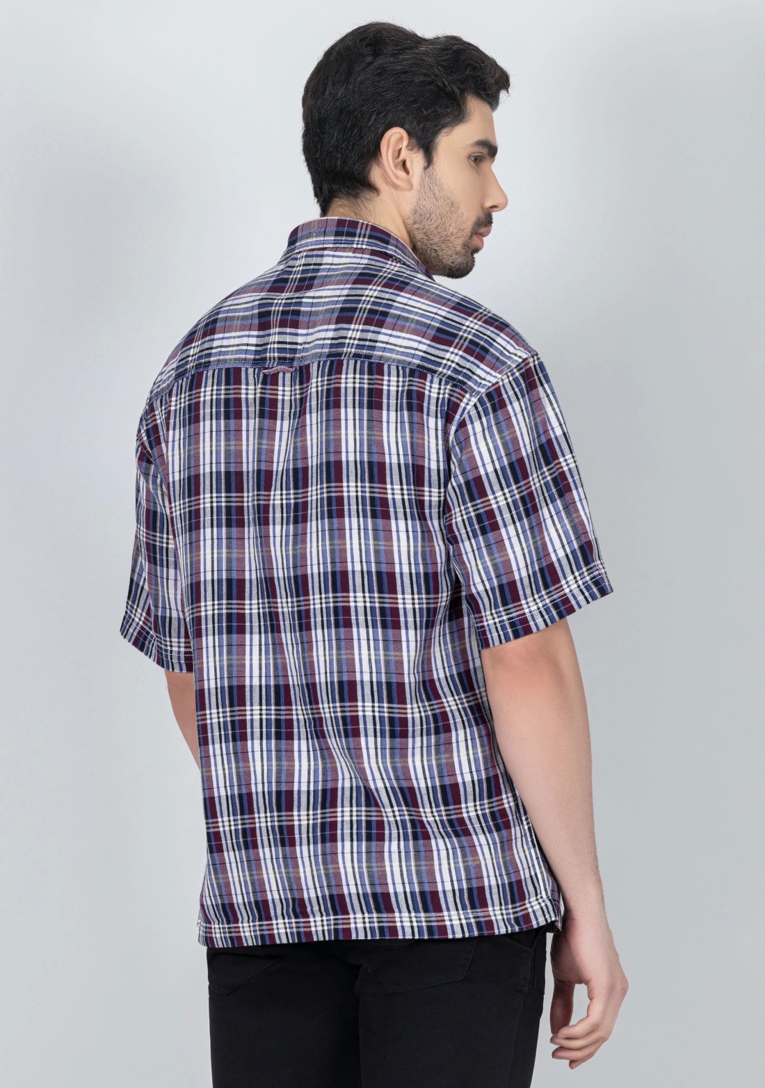 Multi Colour Oversize Drop Shoulder Men's Cotton Check Shirt