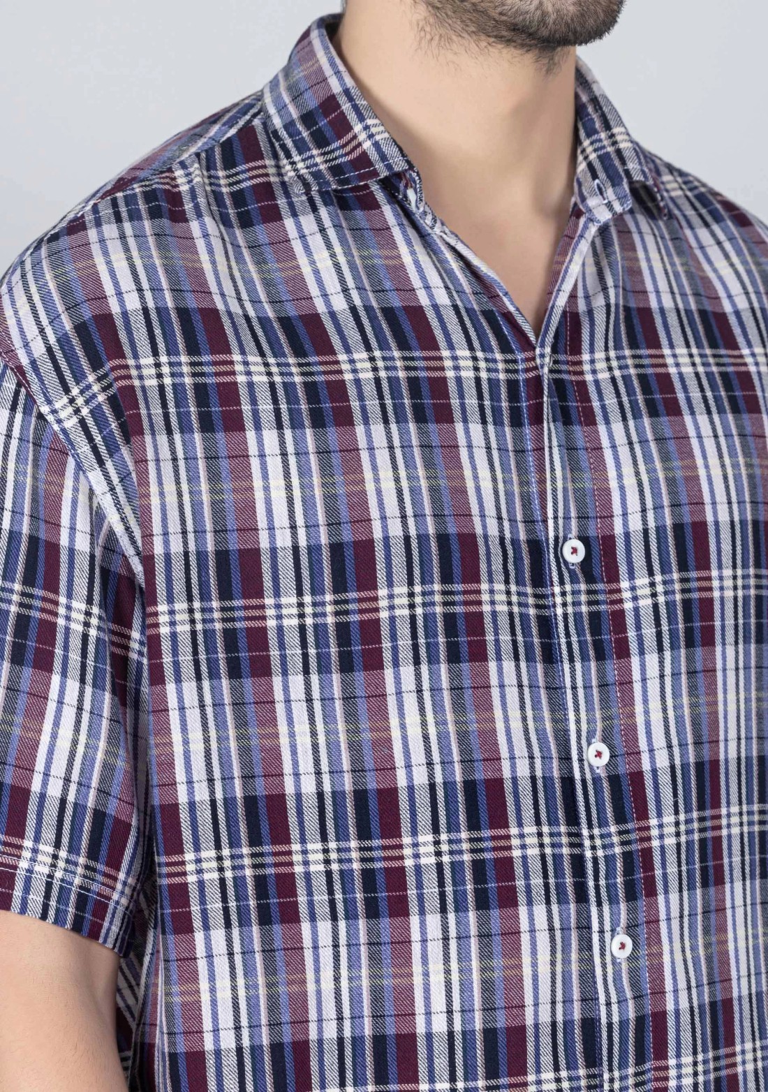 Multi Colour Oversize Drop Shoulder Men's Cotton Check Shirt