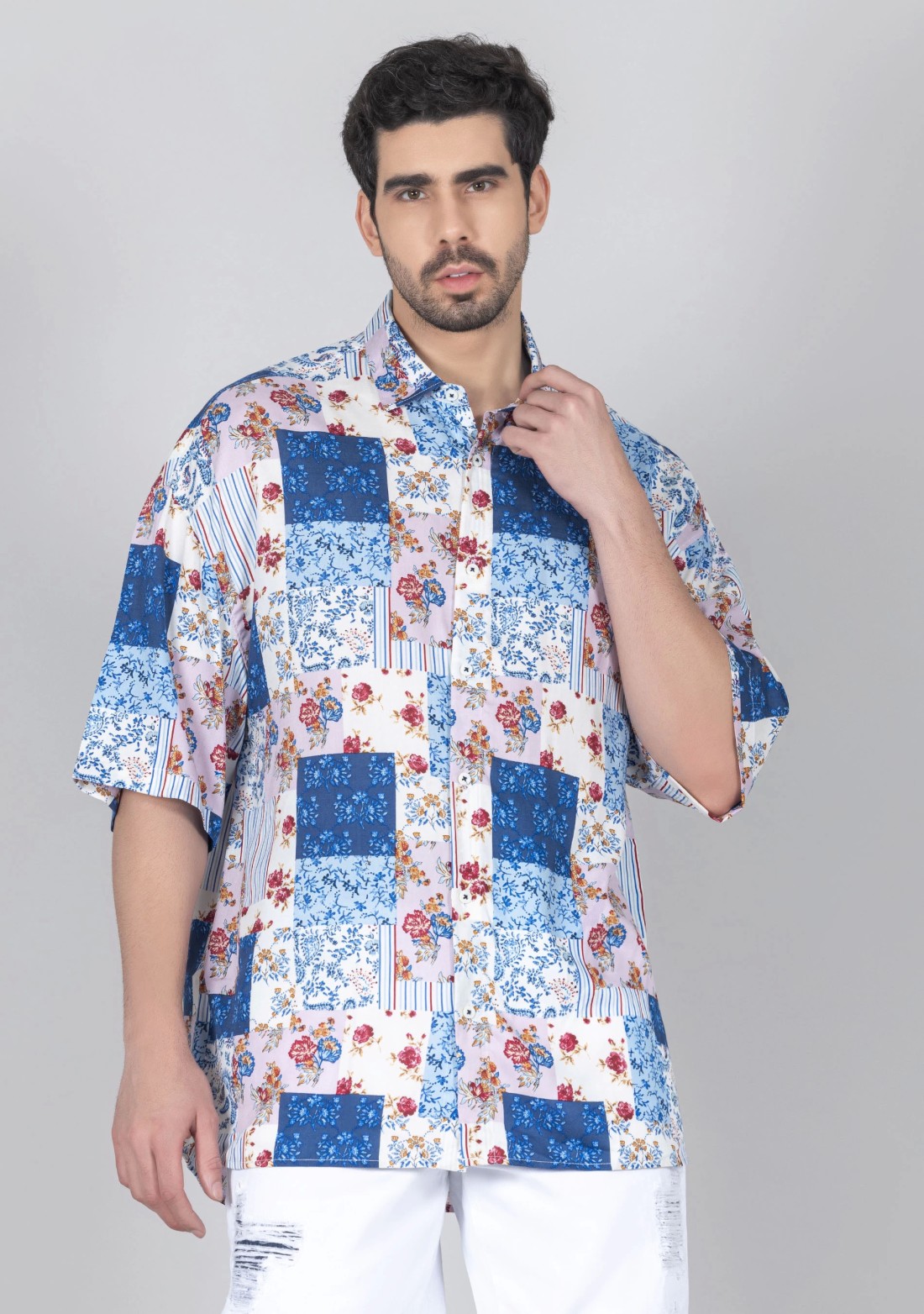 Multi Colour Oversized Men's Printed Shirt