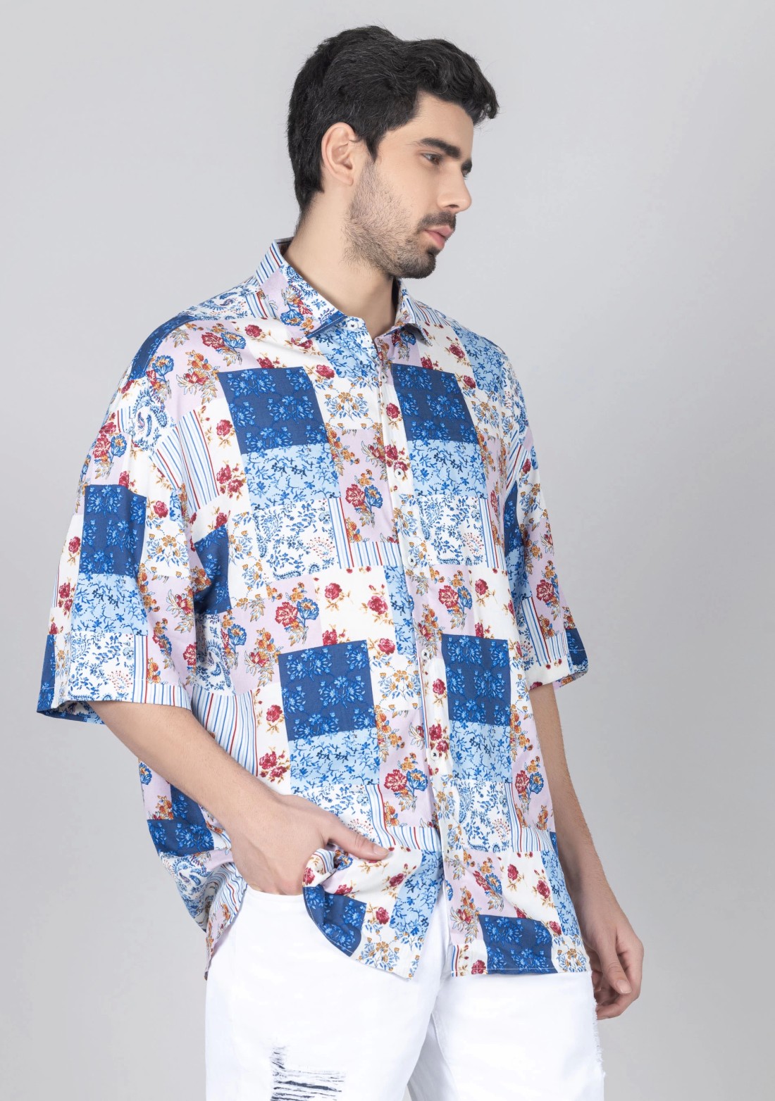 Multi Colour Oversized Men's Printed Shirt