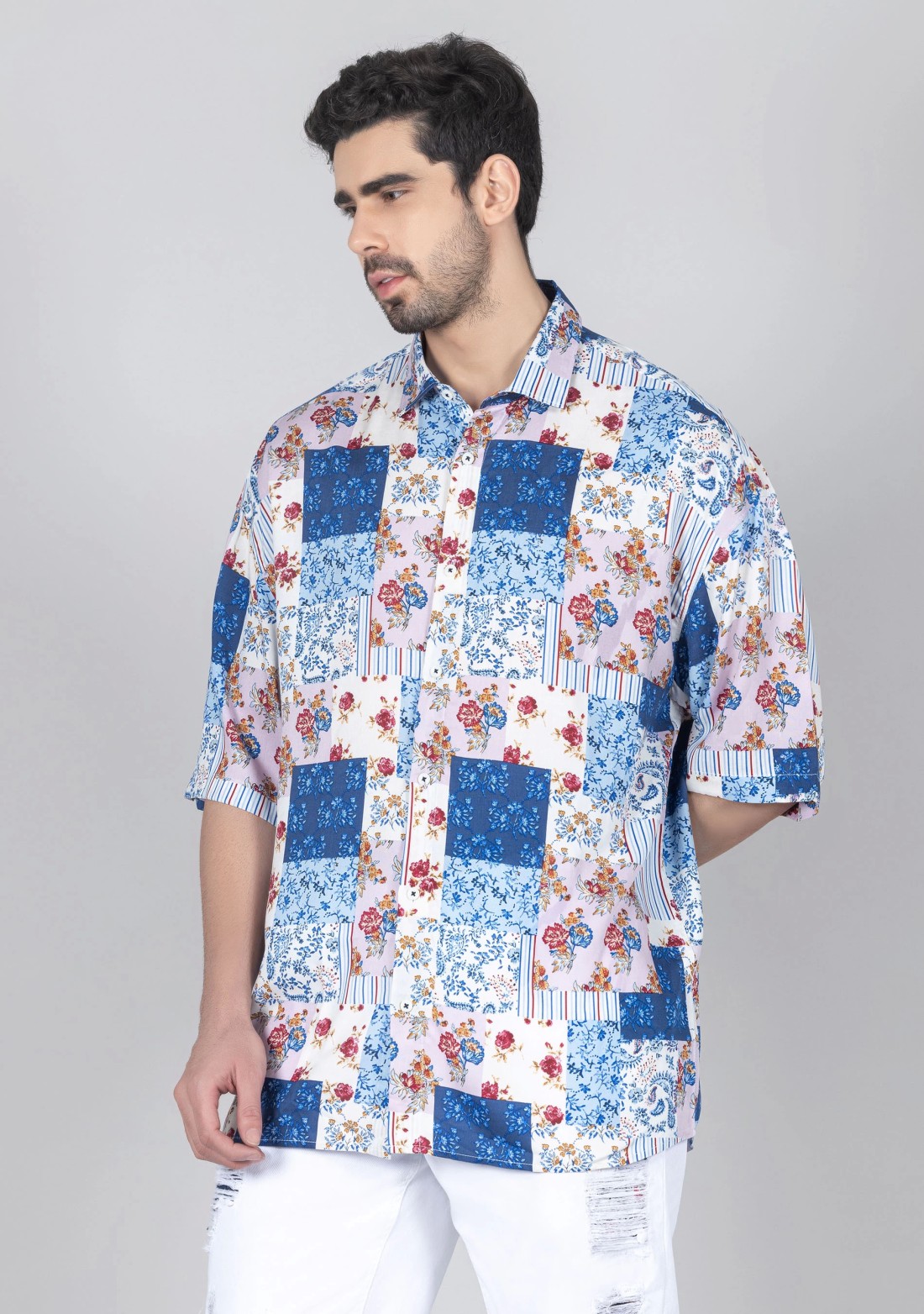 Multi Colour Oversized Men's Printed Shirt