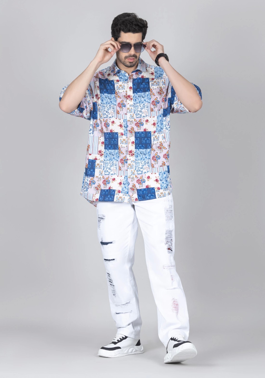 Multi Colour Oversized Men's Printed Shirt