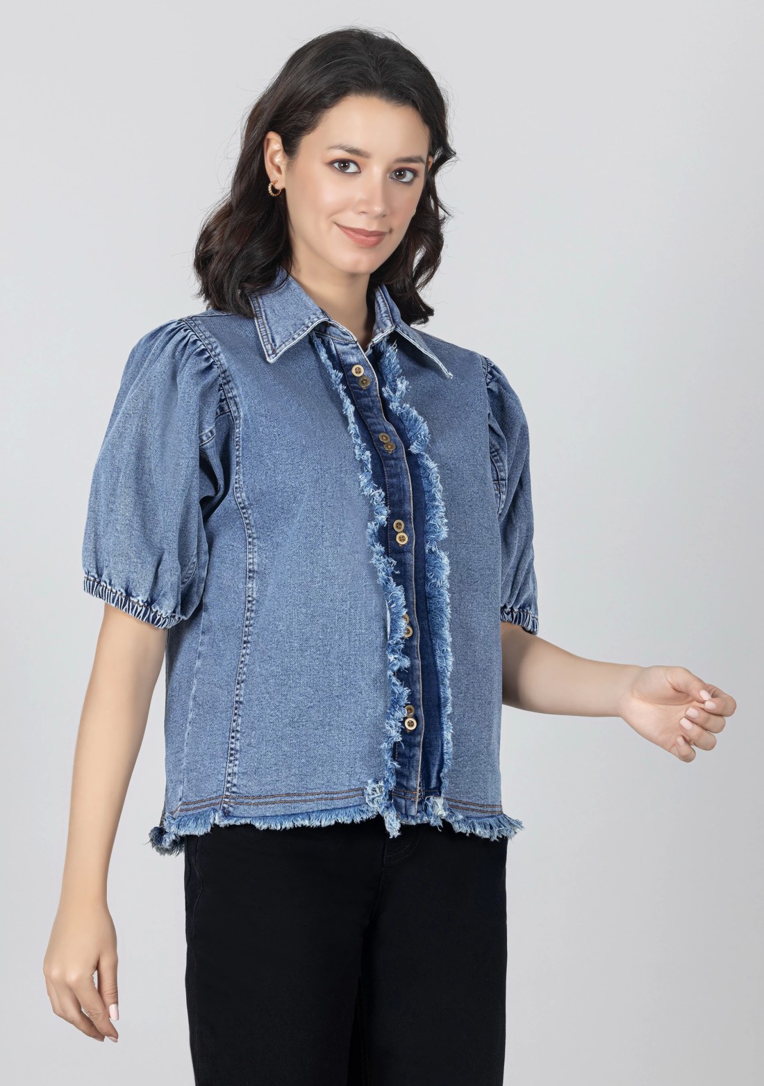 Blue Relaxed Fit Denim Shirt