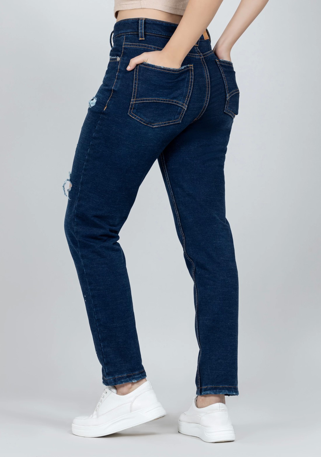 Blue Slim Fit Women's Distressed Jeans