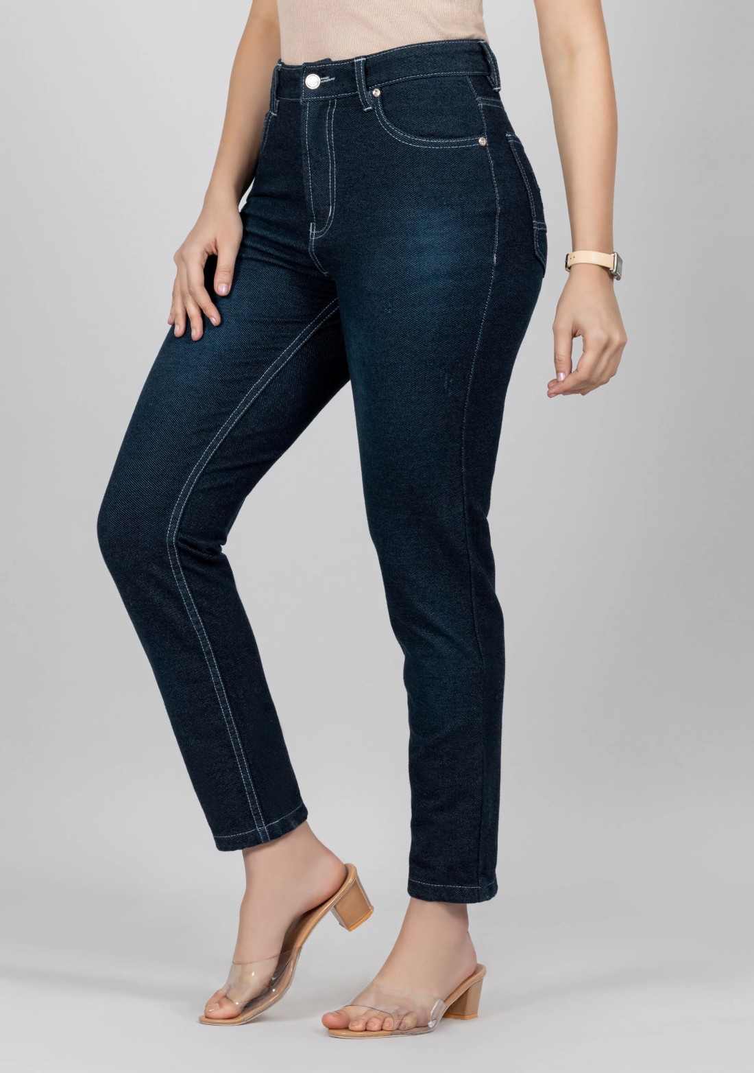 Blue Tinted Slim Fit High Rise Women's Jeans