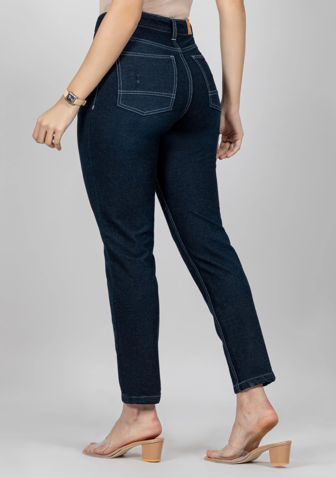 Blue Tinted Slim Fit High Rise Women's Jeans