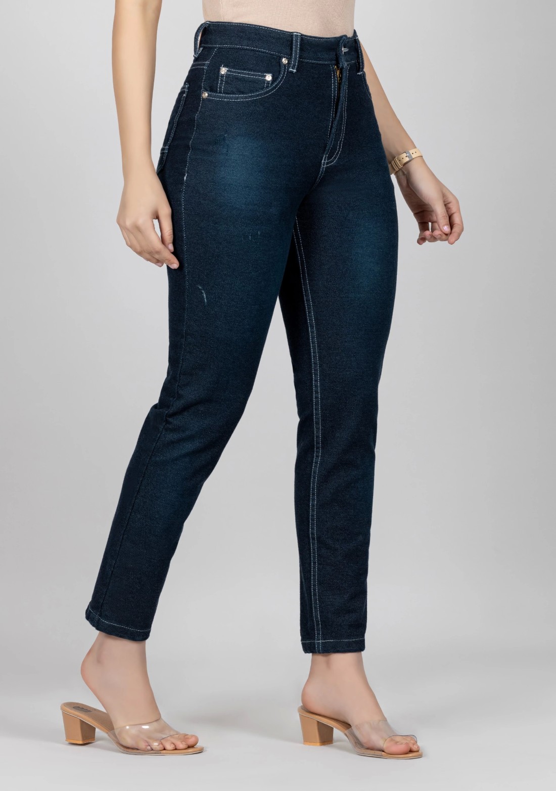 Blue Tinted Slim Fit High Rise Women's Jeans