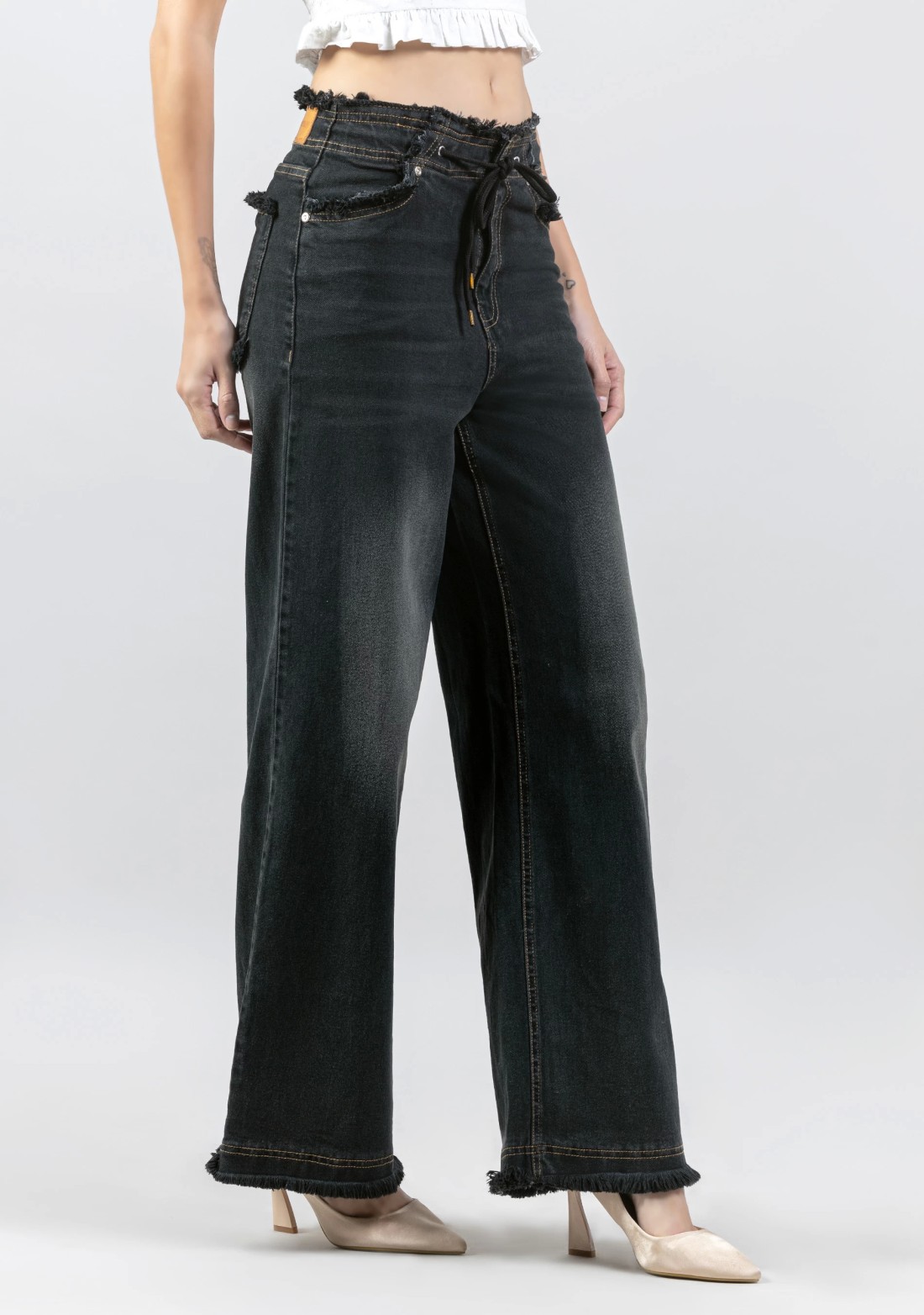 Black Wide Leg Women's Fashion Jeans