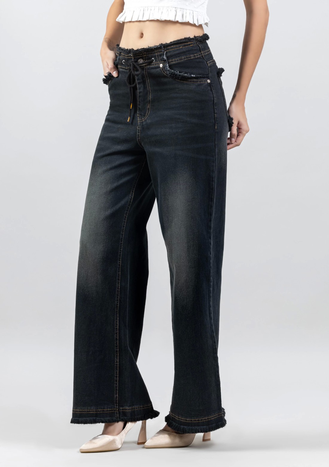 Black Wide Leg Women's Fashion Jeans