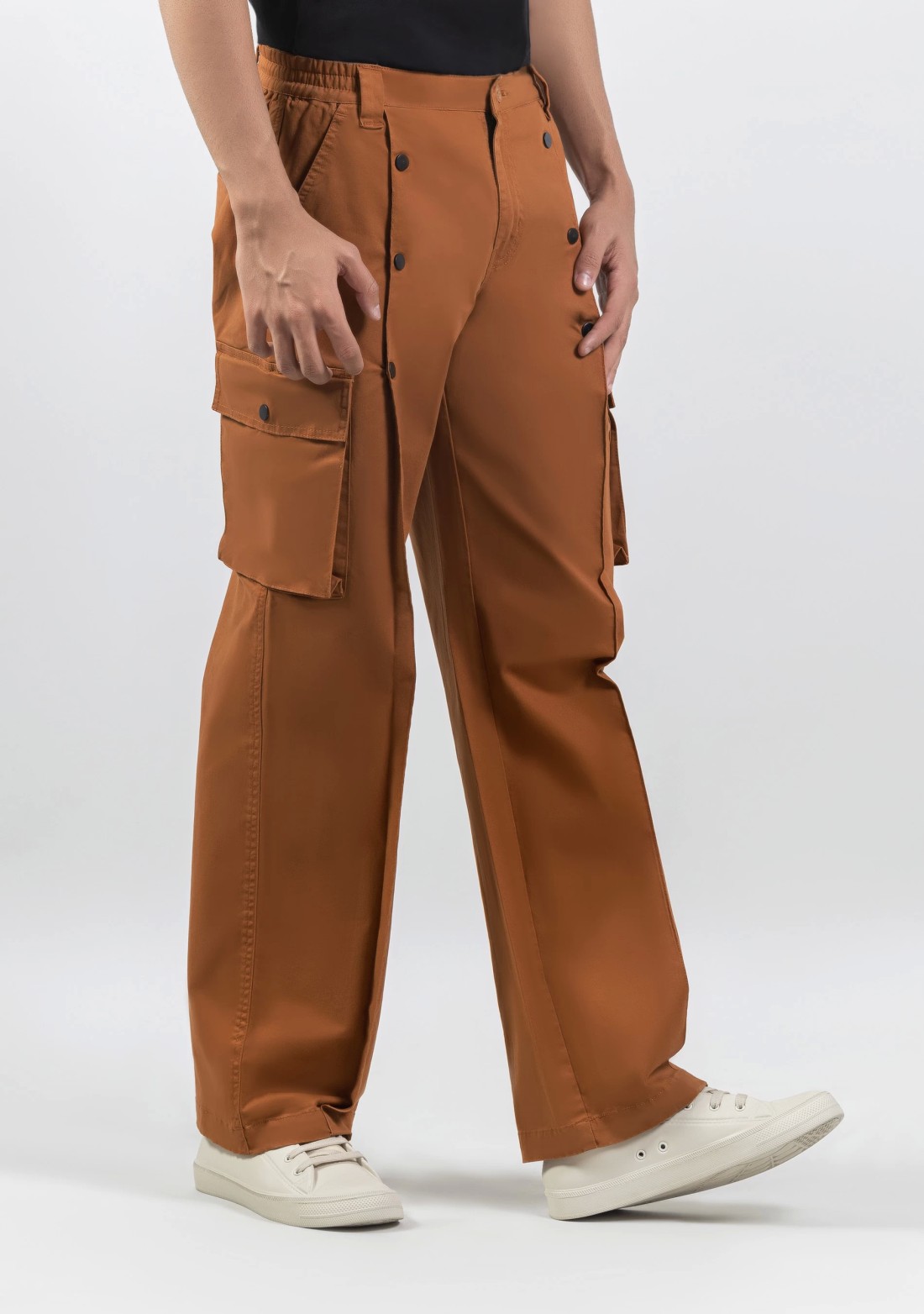 Mahogany Brown Wide Leg Men’s Casual Cotton Trousers