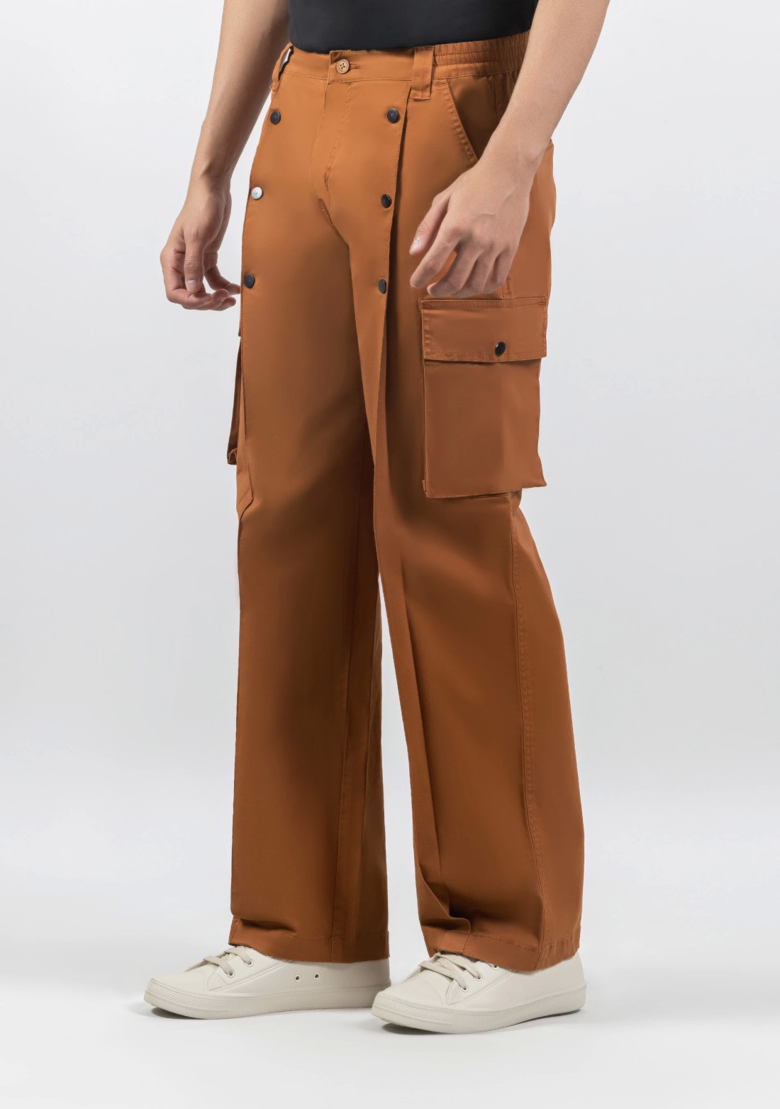 Mahogany Brown Wide Leg Men’s Casual Cotton Trousers