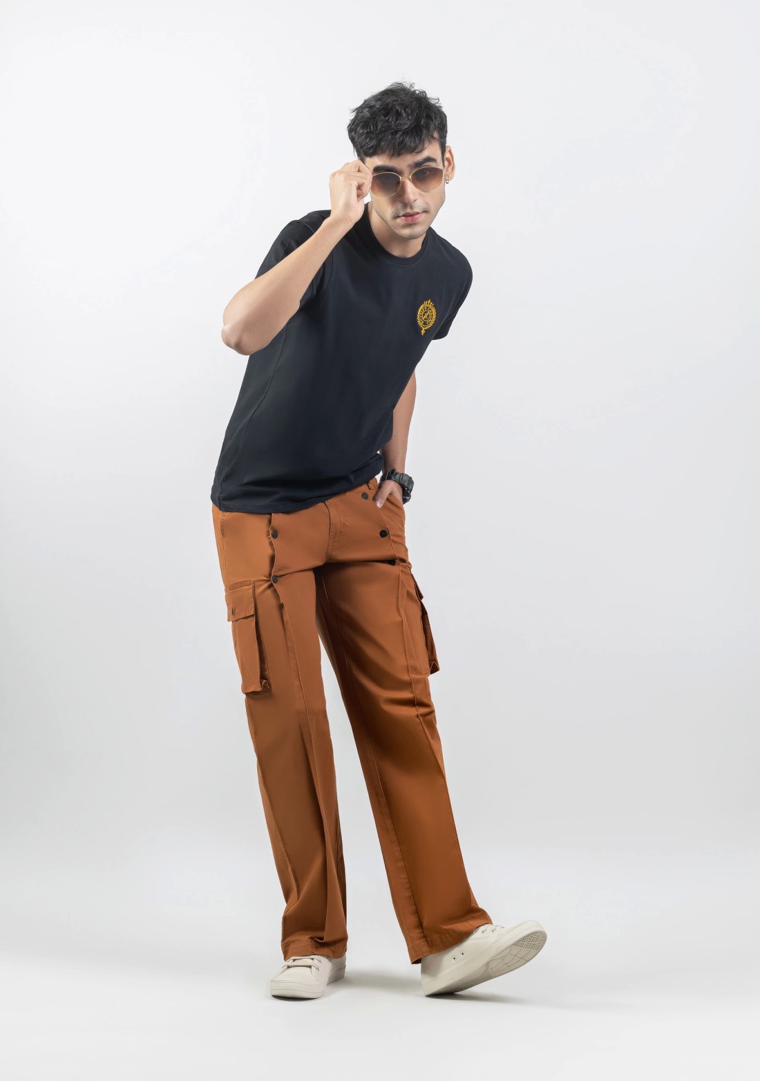 Mahogany Brown Wide Leg Men’s Casual Cotton Trousers