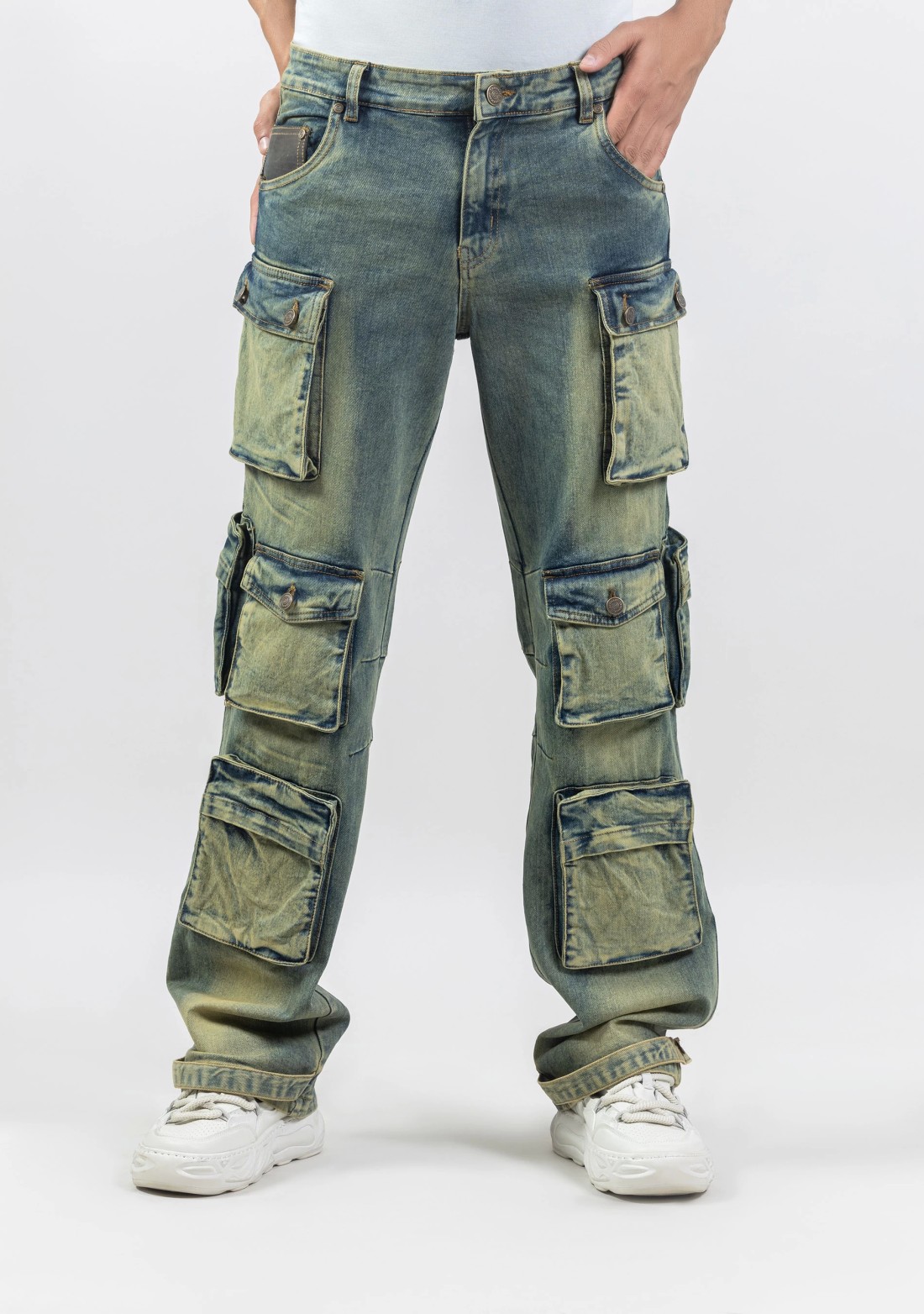 Yellowish Blue Wide Leg Men's Jeans