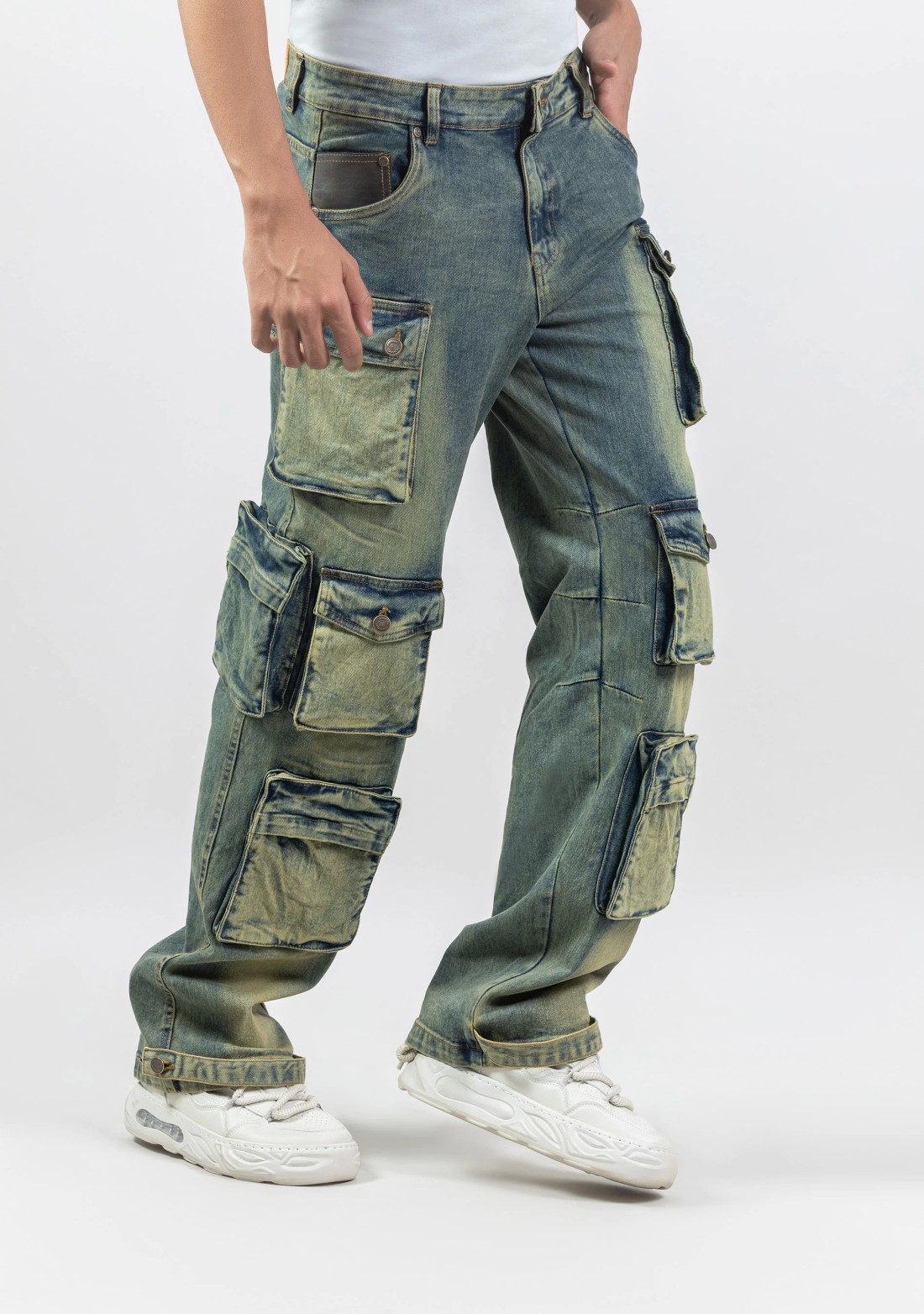 Yellowish Blue Wide Leg Men's Jeans