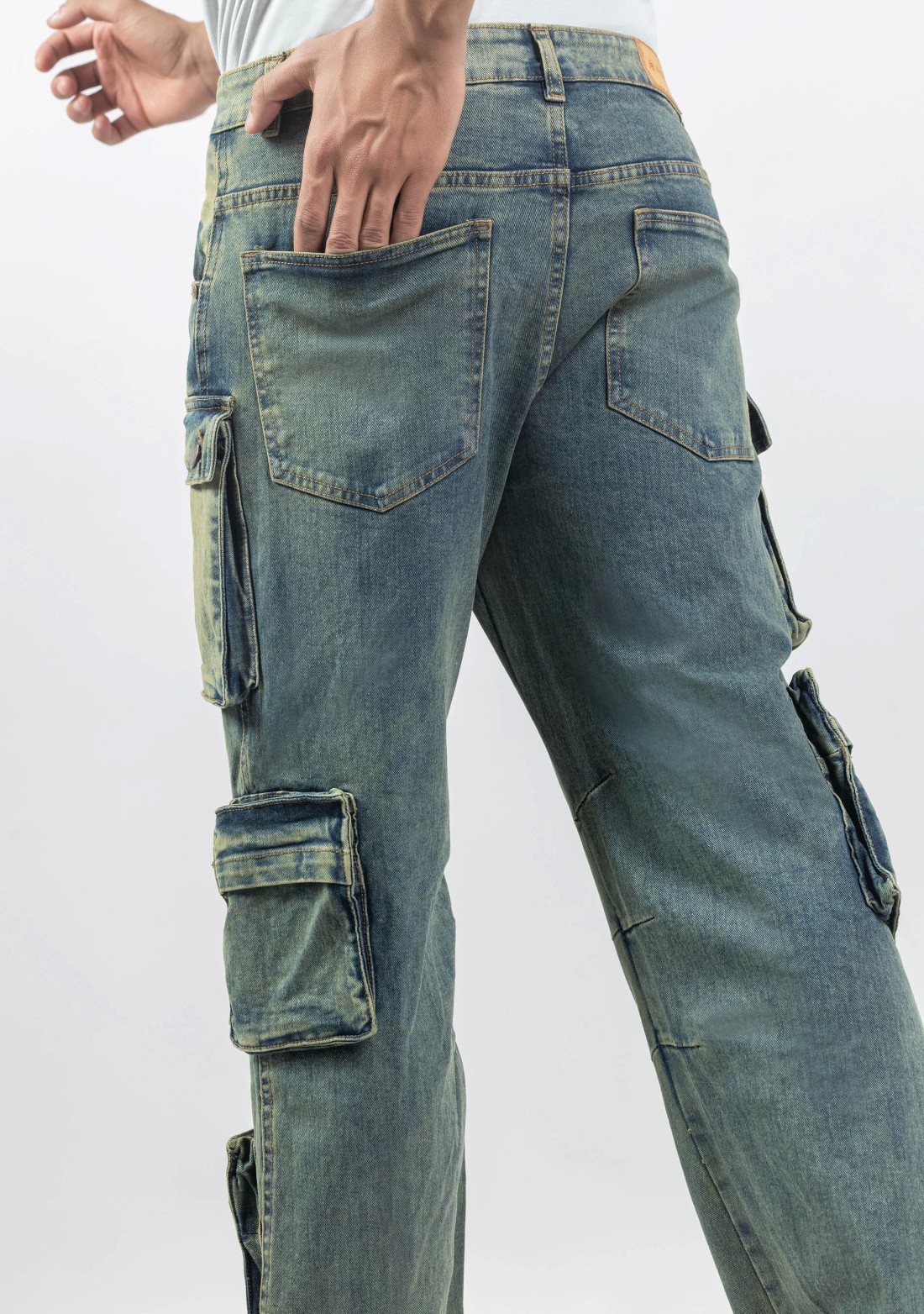 Yellowish Blue Wide Leg Men's Jeans