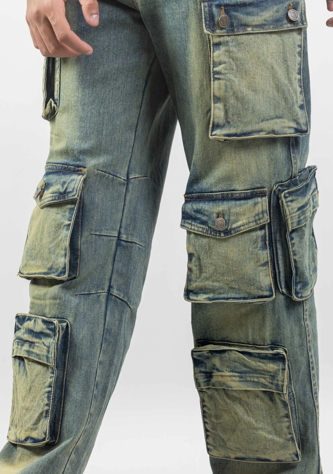 Yellowish Blue Wide Leg Men's Jeans