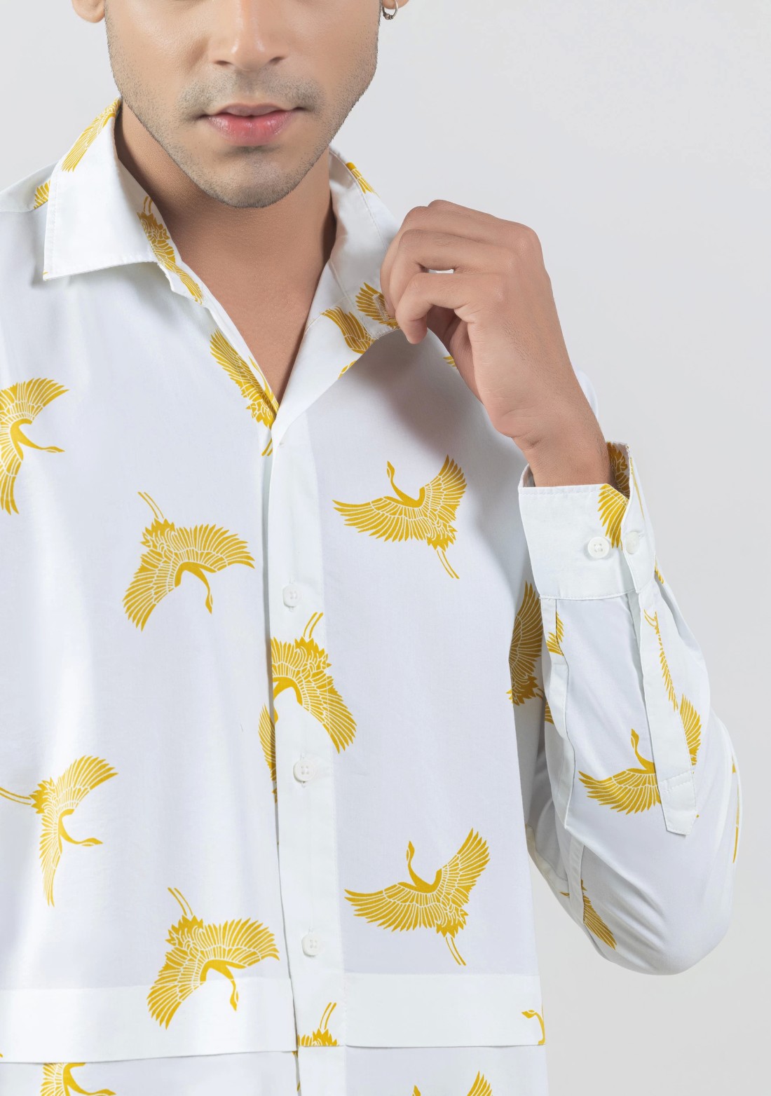 White Flamingo Printed Regular Fit Casual Shirt