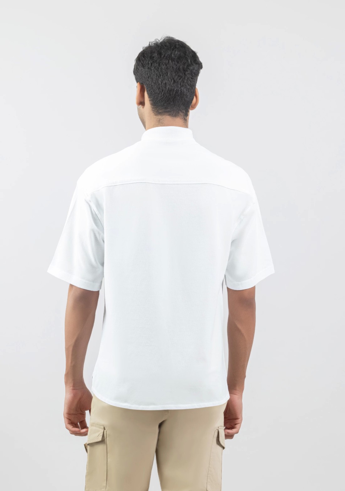 White Oversize Drop Shoulder Men's Knitted Shirt