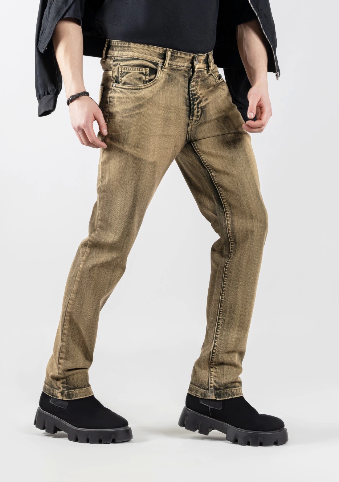 Caramel Brown Vintage Regular Fit Men's Jeans