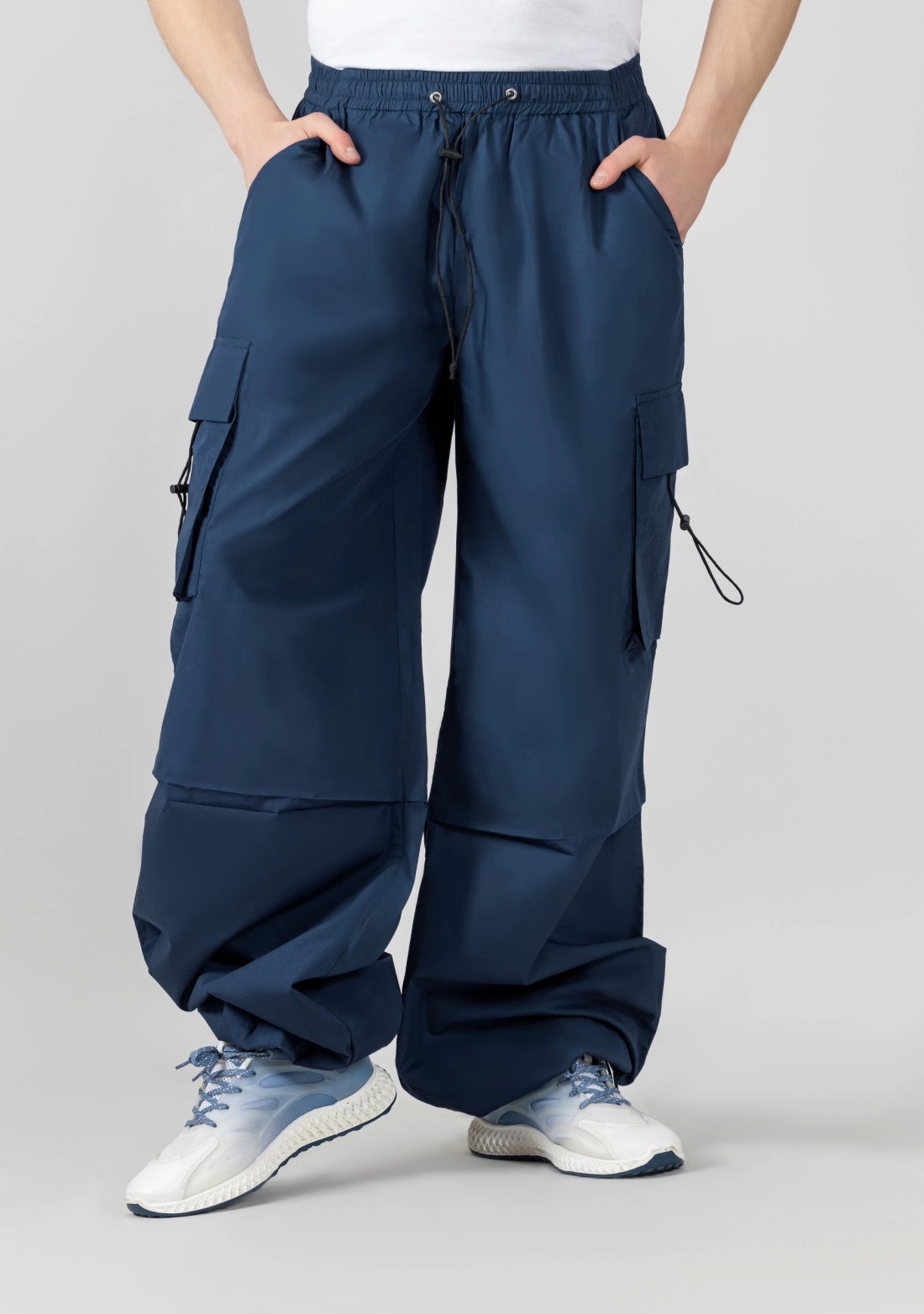 Blue Extra Wide Leg Men s Cotton Parachute Trousers