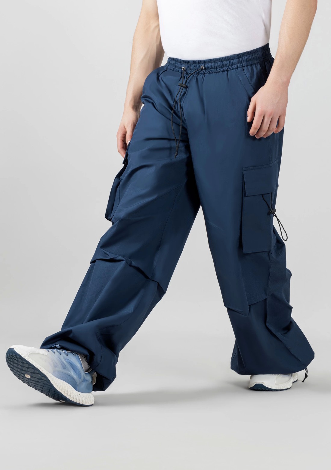 Blue Extra Wide Leg Men’s Cotton Parachute Trousers