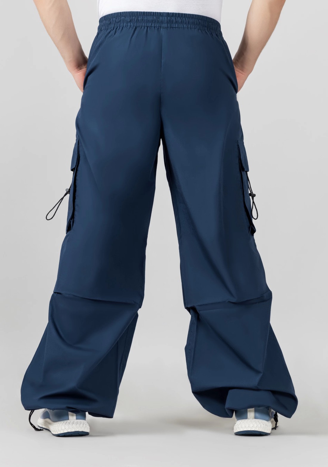 Blue Extra Wide Leg Men’s Cotton Parachute Trousers