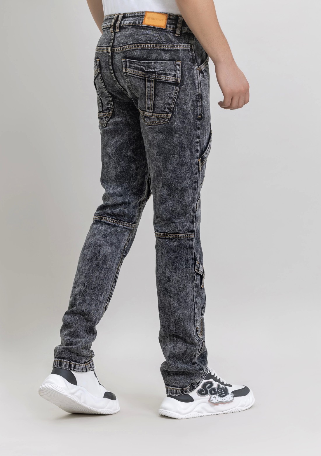 Black Slim Fit Cut and Sew Stretchable Men's Jeans