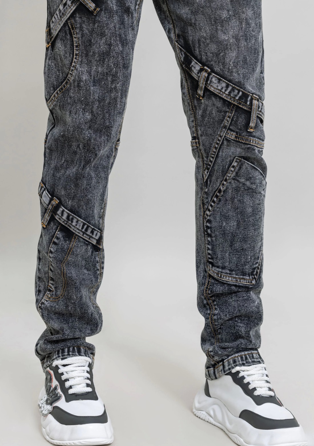 Black Slim Fit Cut and Sew Stretchable Men's Jeans