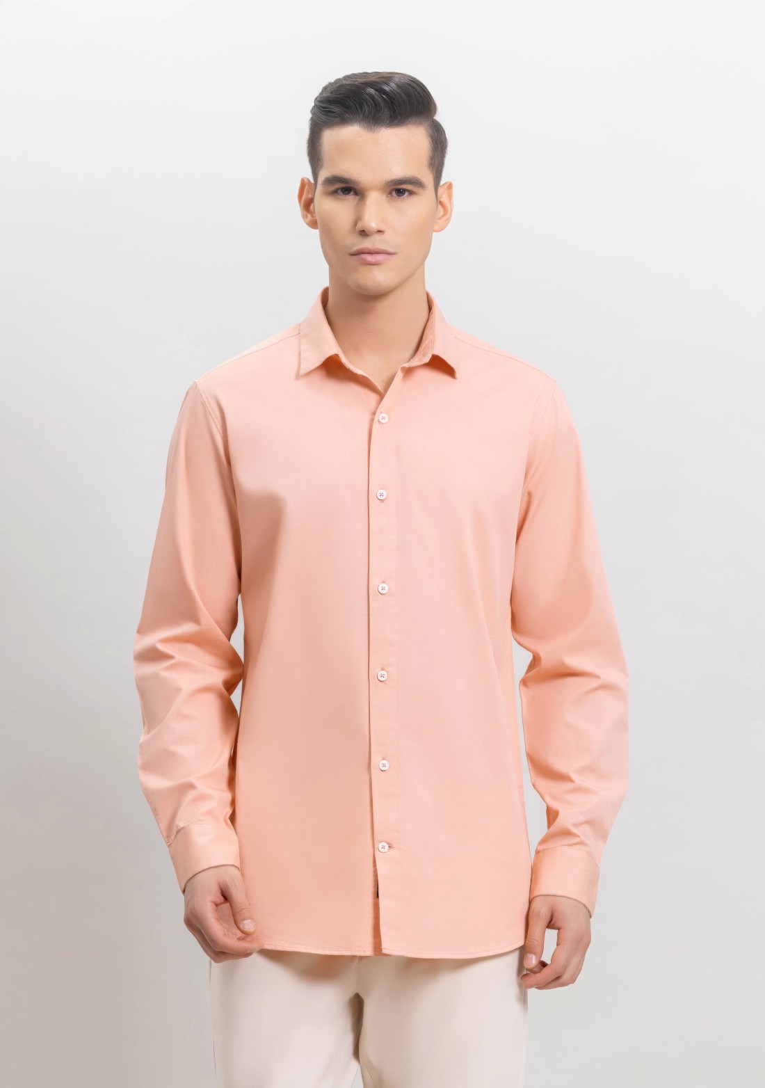 Peach Fine American Twill Slim Fit Formal Shirt