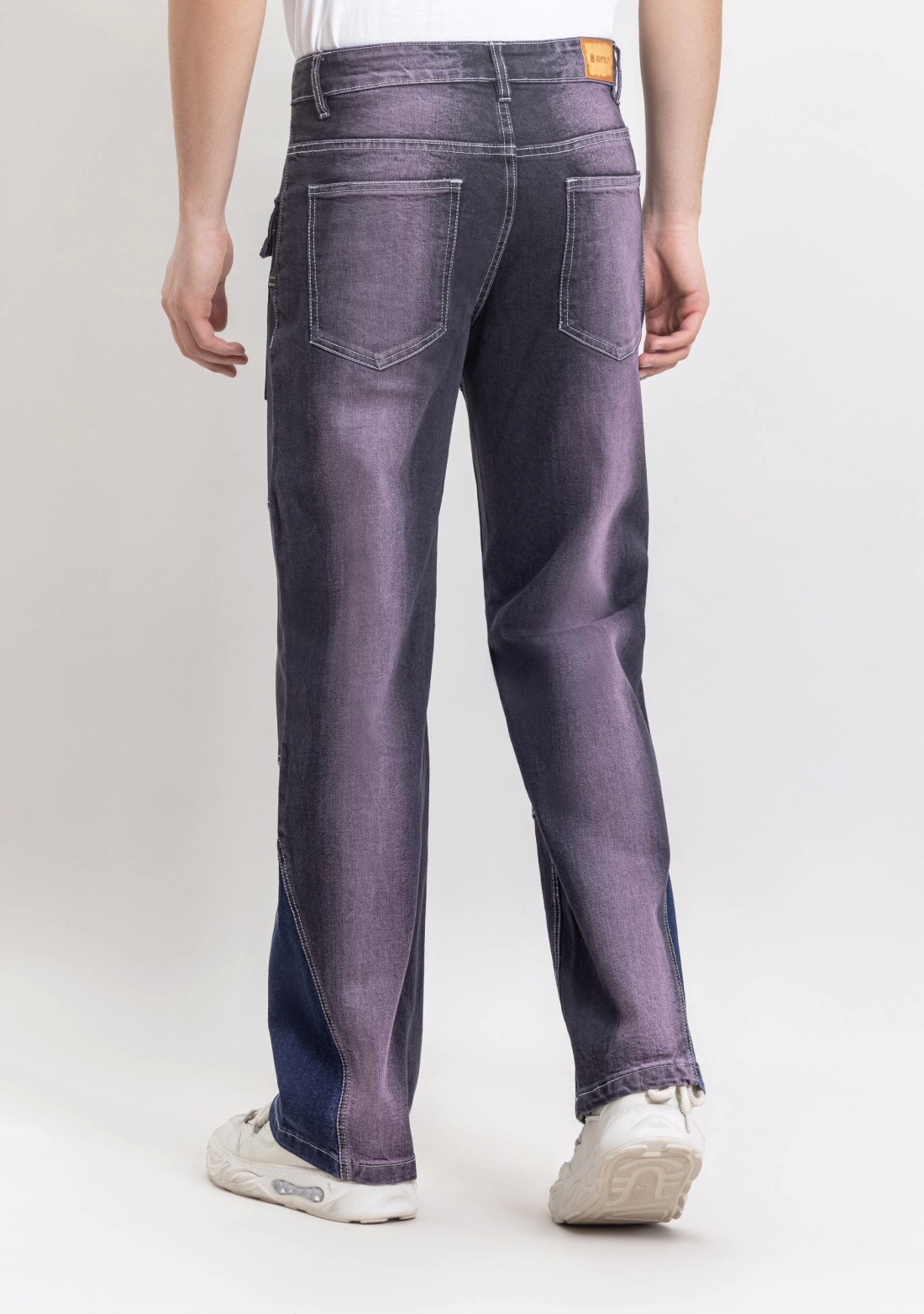 Purplish Blue Men's Wide Leg Fashion Jeans