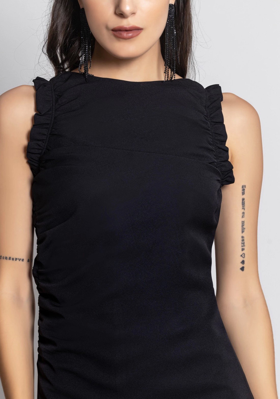 Black Lycra Knit Bodycon Midi Dress