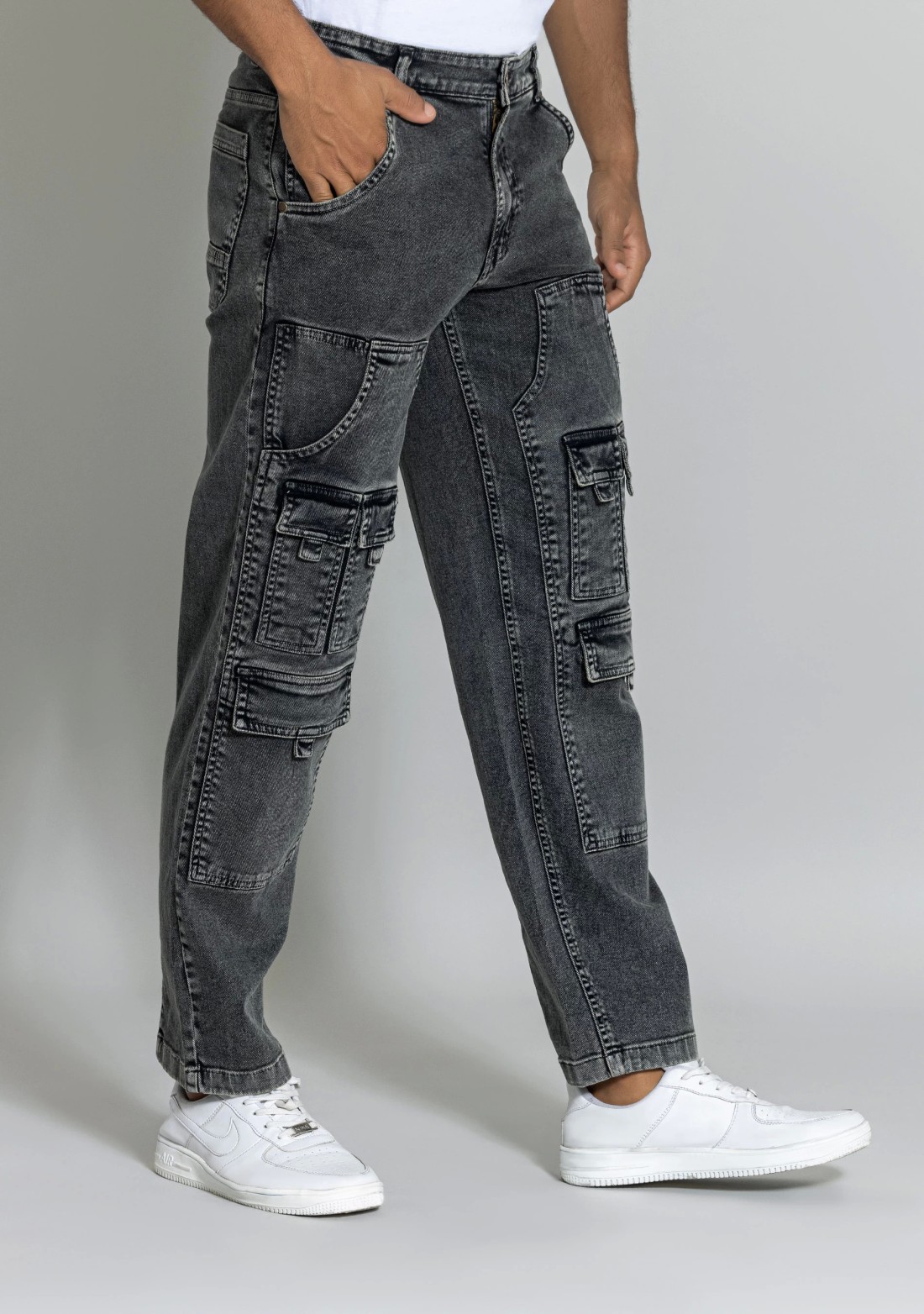Black Straight Fit Cut and Sew Men's Fashion Jeans