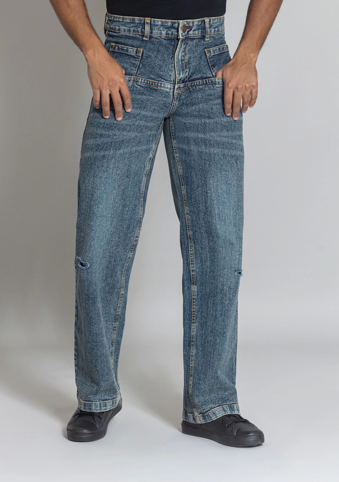 Light Blue Wide Leg Men's Fashion Jeans