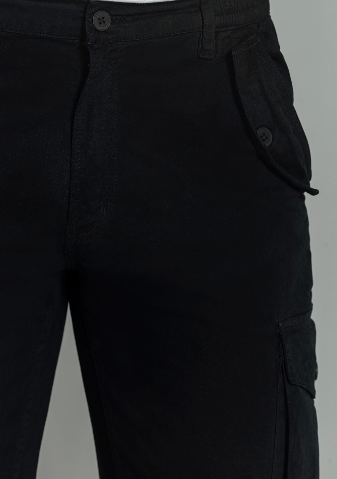 Black Straight Fit Men's Cargo Style Trousers