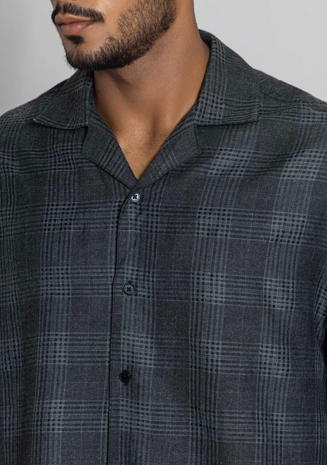 Grey Regular Fit Drop Shoulder Men's Cotton Shirt