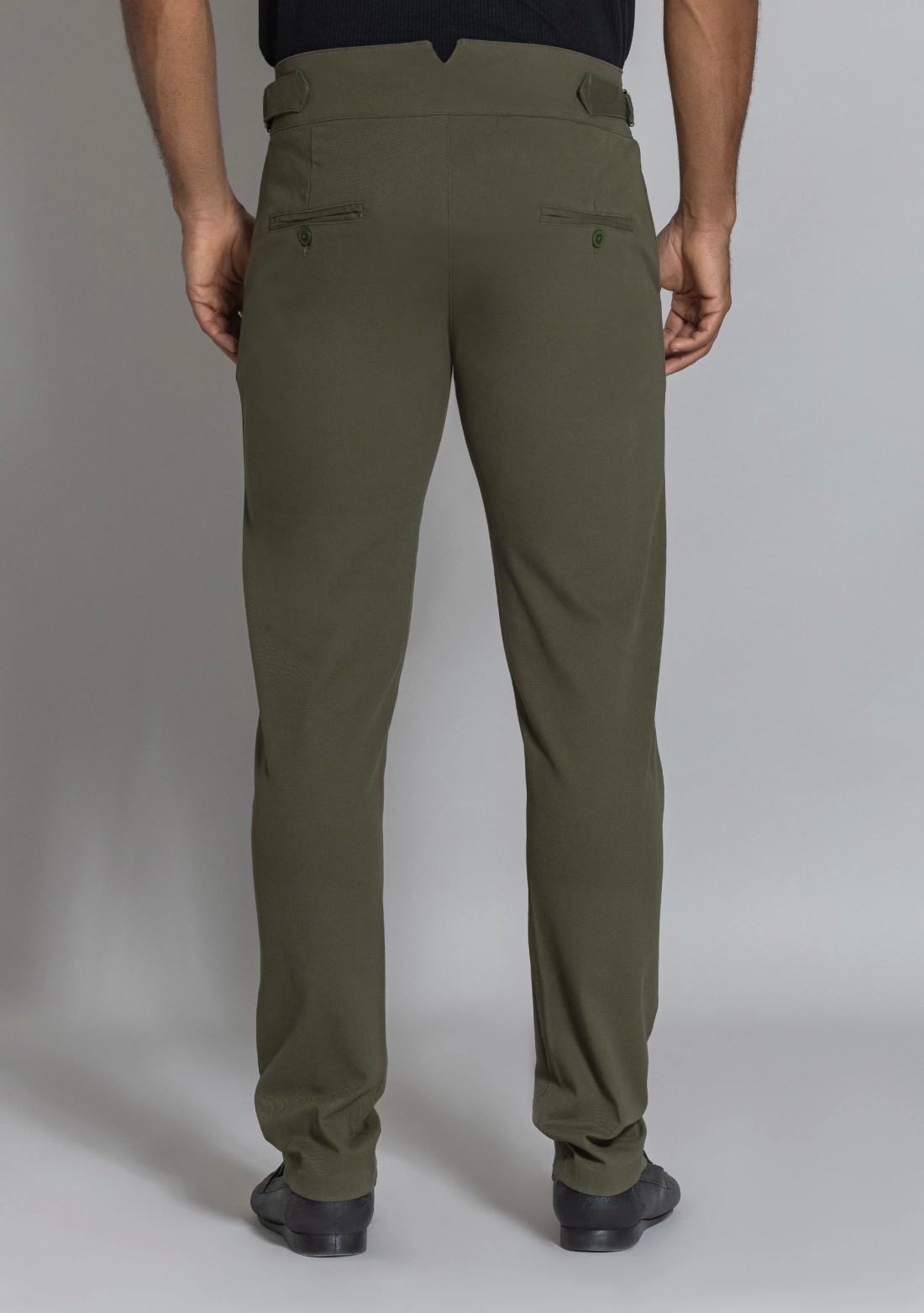Dark Olive Slim Fit Men’s Front Pleated Gurkha Pants