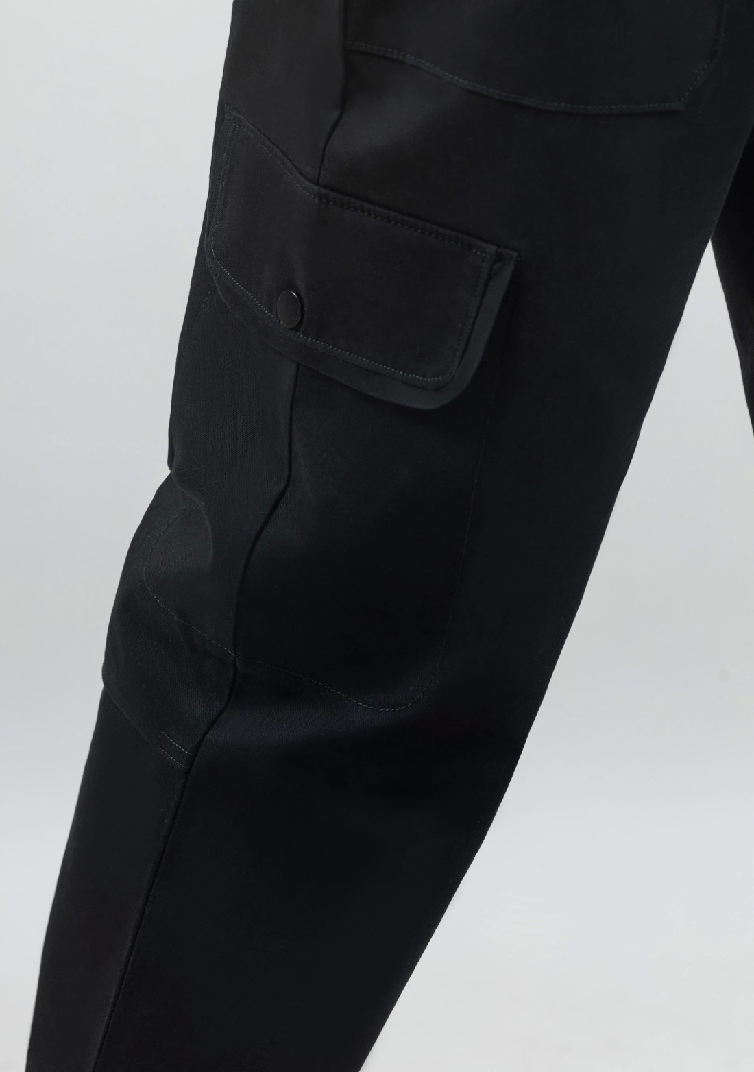 Black Relaxed Fit Cotton Lycra Utility Trousers